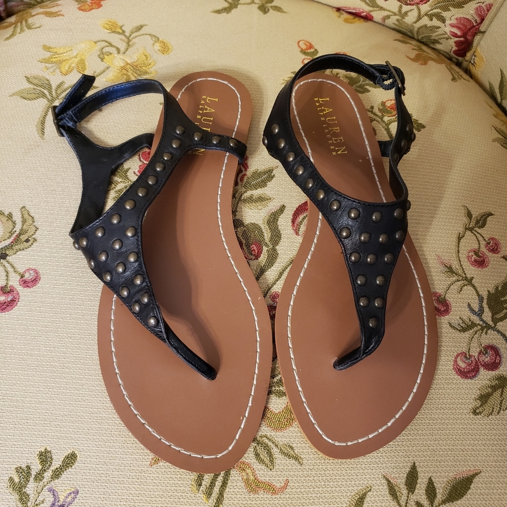 Ralph Lauren Black Studded Sandal